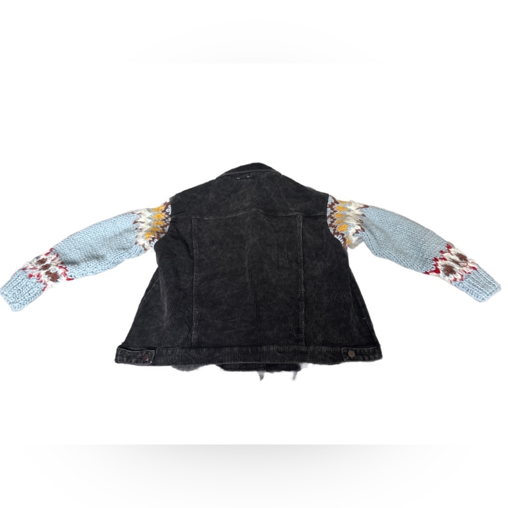 Pol Corduroy and Knit Sleeve Jacket Black and blue size small - Picture 2 of 5